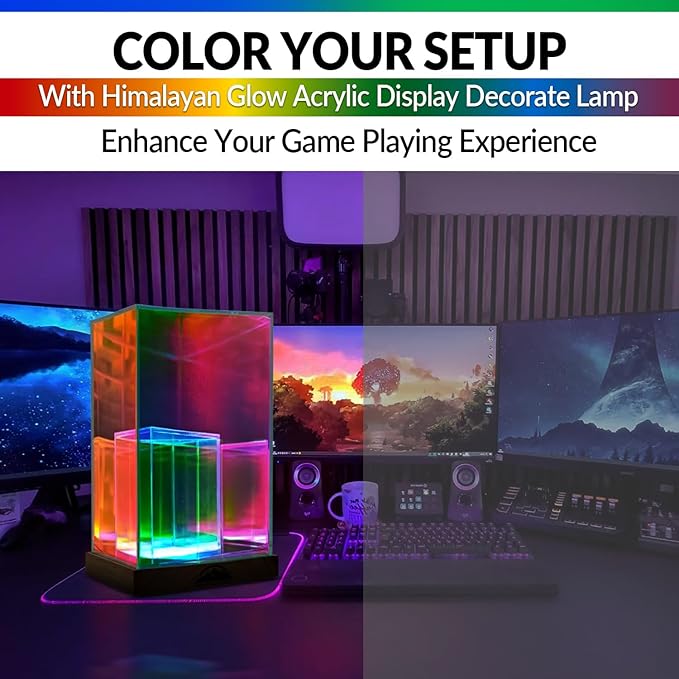 Himalayan Glow Acrylic Display Lamp with USB, LED Night Light for Bedroom, Living Room & Office, Soft Glow Acrylic Panel with Wooden Base, Aesthetic Décor