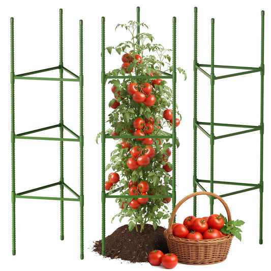 CEWOR Tomato Cage - 3 Pack Tomato Cages for Garden, Up to 51.2" Tall Tomato Trellis Plant Support Garden Stakes, Adjustable Vegetables Structures for Pots, Raised Garden Bed, Climbing Plants Outdoor