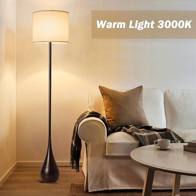 71" inch Contemporary Floor Lamps for Living Room Teardrop Mid Century Modern MCM Extal Tall Large Statement Floor Lamps Warm Light(3000k) Corner Standing Lamp for Bedroom-Black"