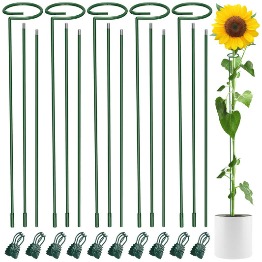 Unves 36 Inch Plant Stakes Tall, 5 Set Plant Support Stakes for Indoor or Outdoor, Three Sizes(12 or 24 or 36 Inch) Garden Plants Cages Support Rings for Flowers Tomato Amaryllis Lily Peony Rose