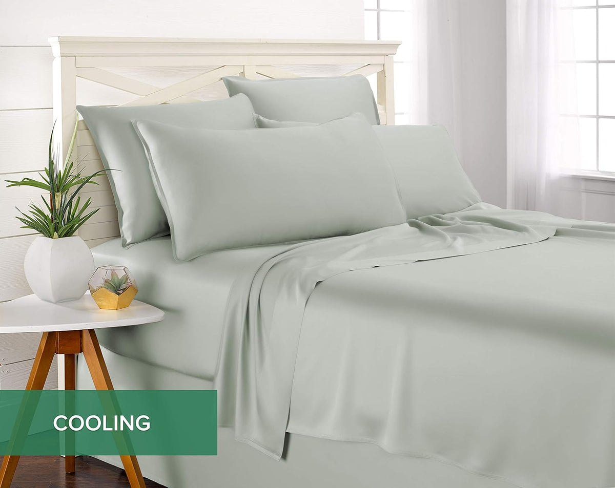 Pure Bamboo Twin XL Sheets - Luxuriously Soft & Cooling 100% Organic Viscose Bed Sheet Set | Sea Glass Color