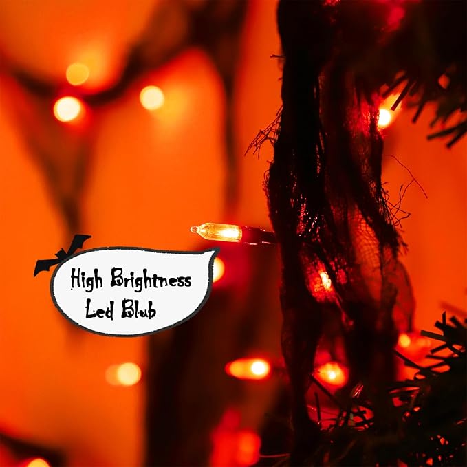 Halloween Fairy String Lights Indoor,Orange Battery Operated Lights, 30LED Battery Powered Timer 8 Mode 9.9Ft, Fall Garland with Black Cloth Gauze for Party Room Mental Fireplace Decorations (1PACK)