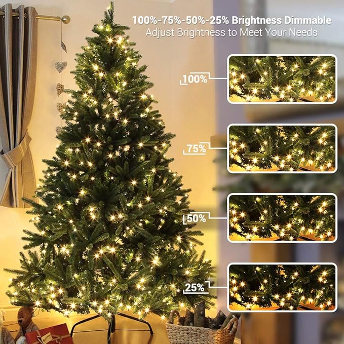 Brizled Christmas Lights Outdoor, 500 LED Color Changing Christmas String Lights with Remote, 180.4ft 11 Modes Tree Light Warm White & Multicolor Green Wire Xmas Light for Xmas Party Home