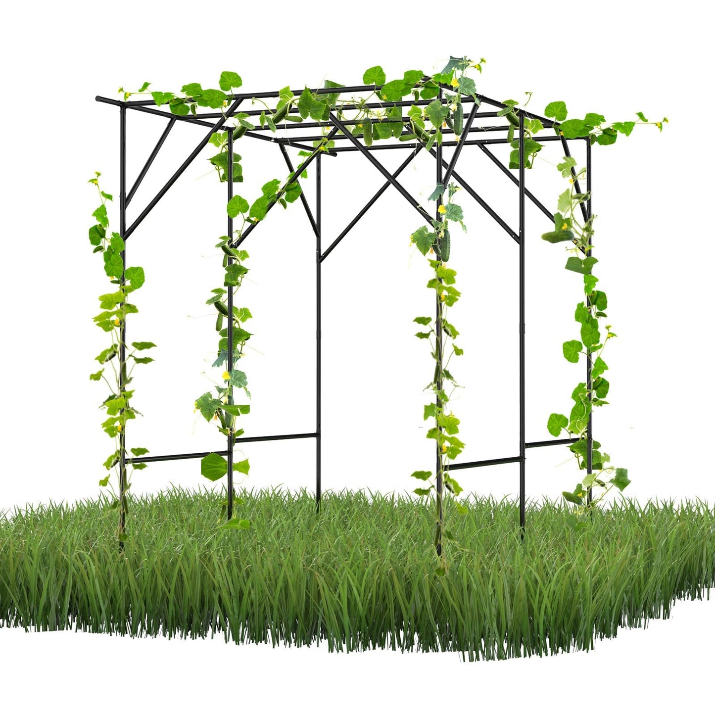 RUCOIN 25MM Thickened Garden Arch Trellis - Large Outdoor Garden Arch Trellis for Climbing Plants - Size: 78.7 * 59 * 78.5 inches, Plant Support Rack Trellises for Cucumbers, Peas, Grapes