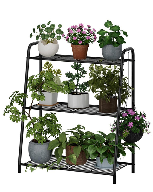 Plant Stand Indoor, Outdoor Tiered Plant Stand, Corner/Metal/Black Plant Shelf