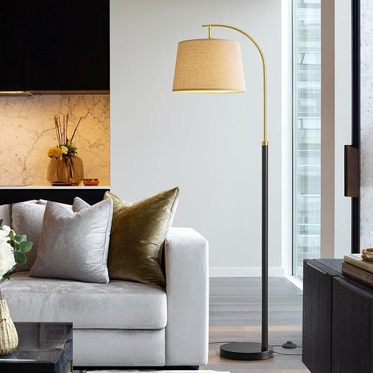62.5" Floor Lamps for Living Room with Foot Switch Arc Tall Standing Lamp for Bedroom Mid Century Modern Corner Gold Black Floor Lamps for Office Nursery Industrial Reading Light Room Lamp"