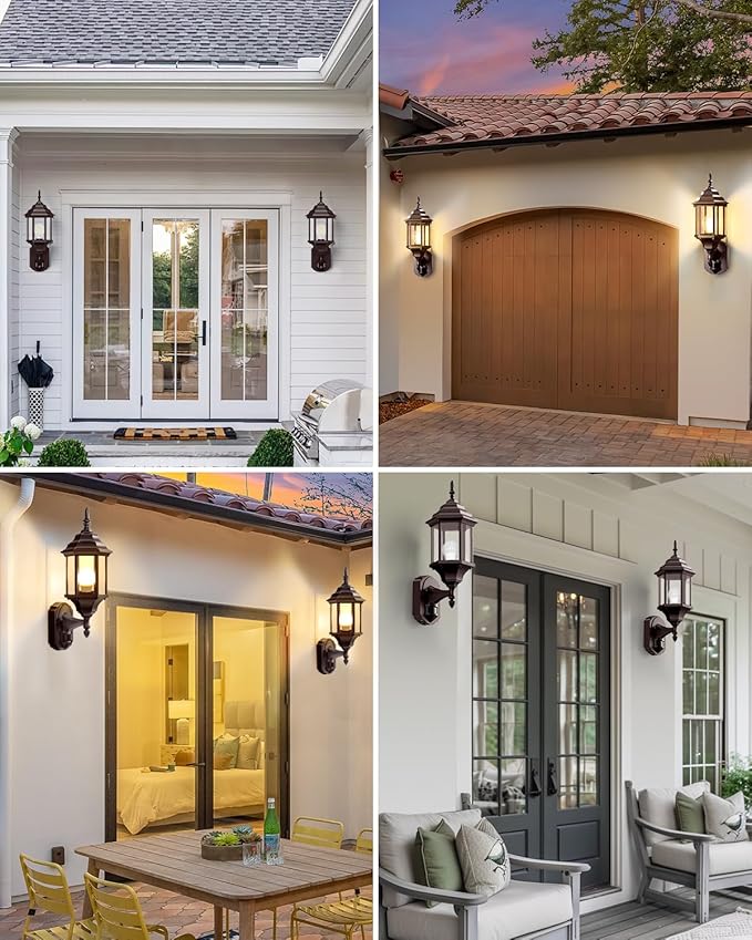 Redluck Motion Sensor Outdoor Lights, 2 Pack 16 inch Dusk to Dawn Outside Porch Lights, Waterproof Anti-Rust Outdoor Wall Lights Exterior Lighting Fixtures for House, Front Door, Brown