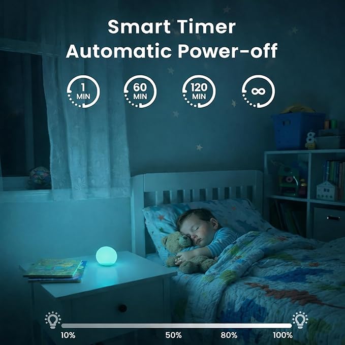 1 Pack 3-inch Smart Sphere Night Light, Rechargeable LED Ball Lights, 16 RGB Color Change Mood Lighting, Waterpro Battery Ideal for Pool Bedroom Kids Room Party and Holiday Ambient Lighting
