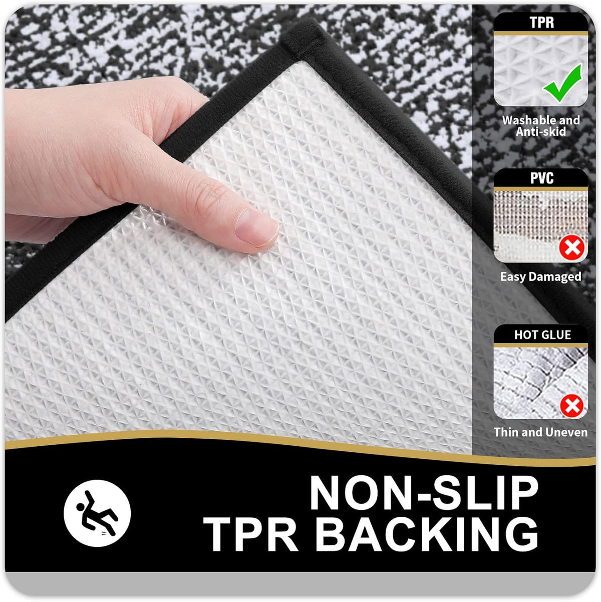 OLANLY Microfiber Bath Rugs - Extra Soft, Absorbent & Non-Slip | 24x16 Black Quick-Dry Shaggy Mats