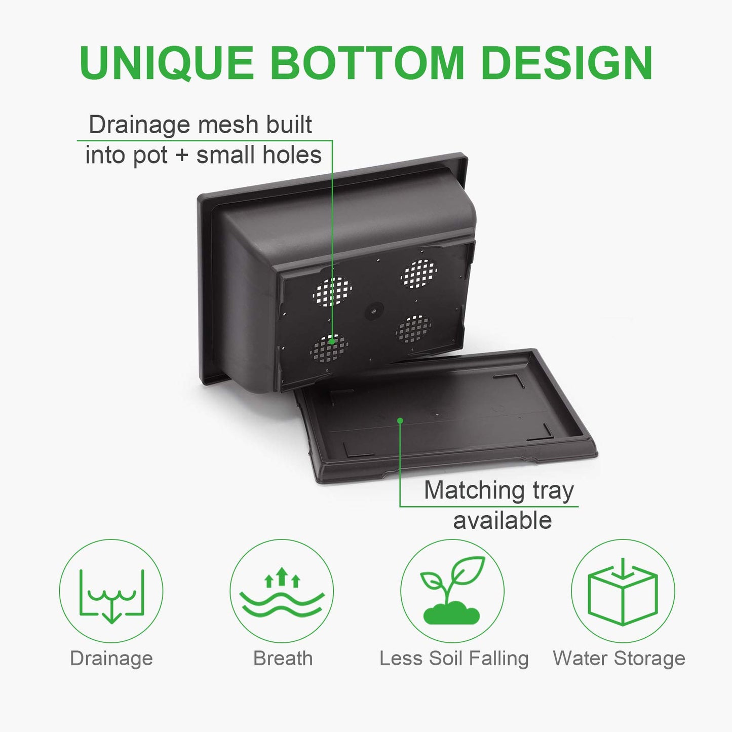 GROWNEER Bonsai Pots 3 Packs 11 Inch Bonsai Tree Training Pot with Humidity Drainage Trays & Repotting Mat Rectangle Planter Plants Starter Kit Growing for Garden Yard Office Indoor Outdoor