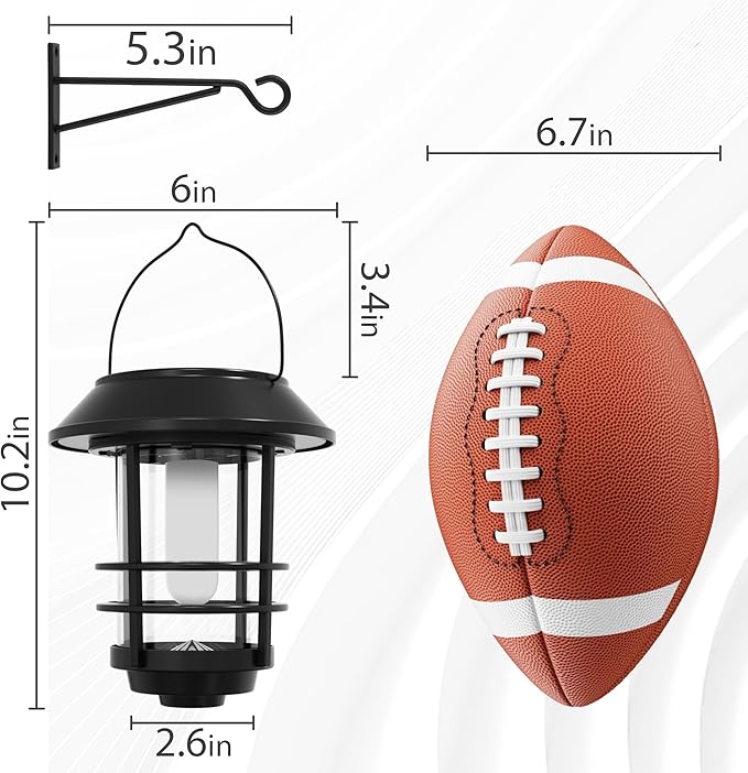Otdair Solar Lanterns Outdoor Waterproof, 4 Pack Flickering Flames Wall Garden Decor with Glass Shade, Hanging Solar Lights Wall Mount Decorations for Halloween, Front Porch, Patio, Yard