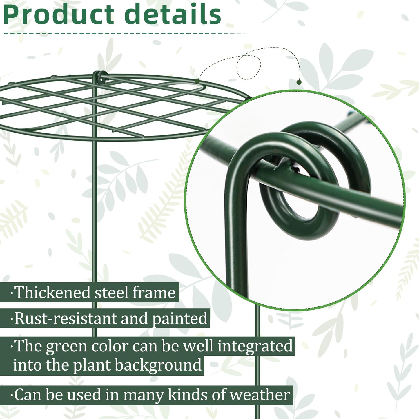 6 Pack Peony Cages and Supports 12 x 16 Inch Grow Through Plant Supports for Outdoor Plants,Plant Brace Flower Support Rings Hoops for Vegetables,Rose,Tomato,Orchids