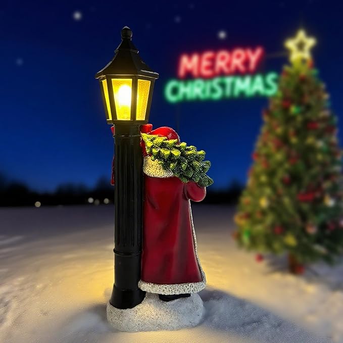 Christmas Santa Light for Xmas Party Decoration Christmas Ornament Christmas Tree Claus Santa Snowy Ground Lamp Winter with Box for Home Table Garden ATR Decor