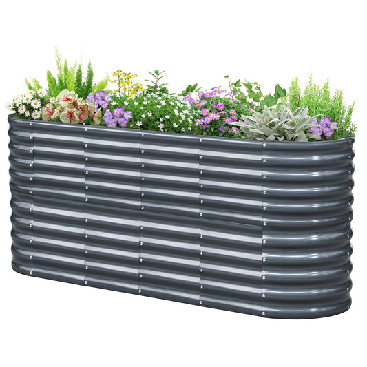 KING BIRD Raised Garden Bed Galvanized Planter Garden Box Outdoor for Gardening, Deep Root Vegetables, Flowers 78.7X23.6X34.2 in, Dark Grey, 2.85 ft Tall 9 in 1
