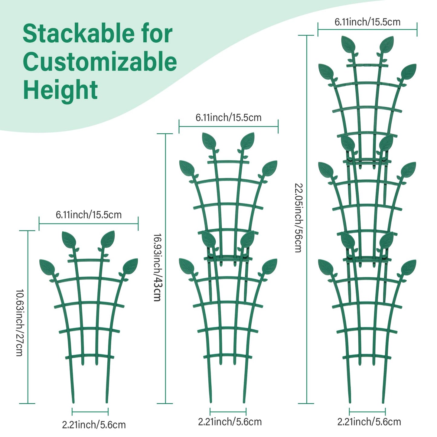 Ehpiern 4 Pack Trellis for Potted Plants, Simple to Install Stackable Small Plant Trellis for Indoor & Outdoor, Climbing Plant Support for Pothos, Houseplants Flower, Hoya, Vine, Ivy