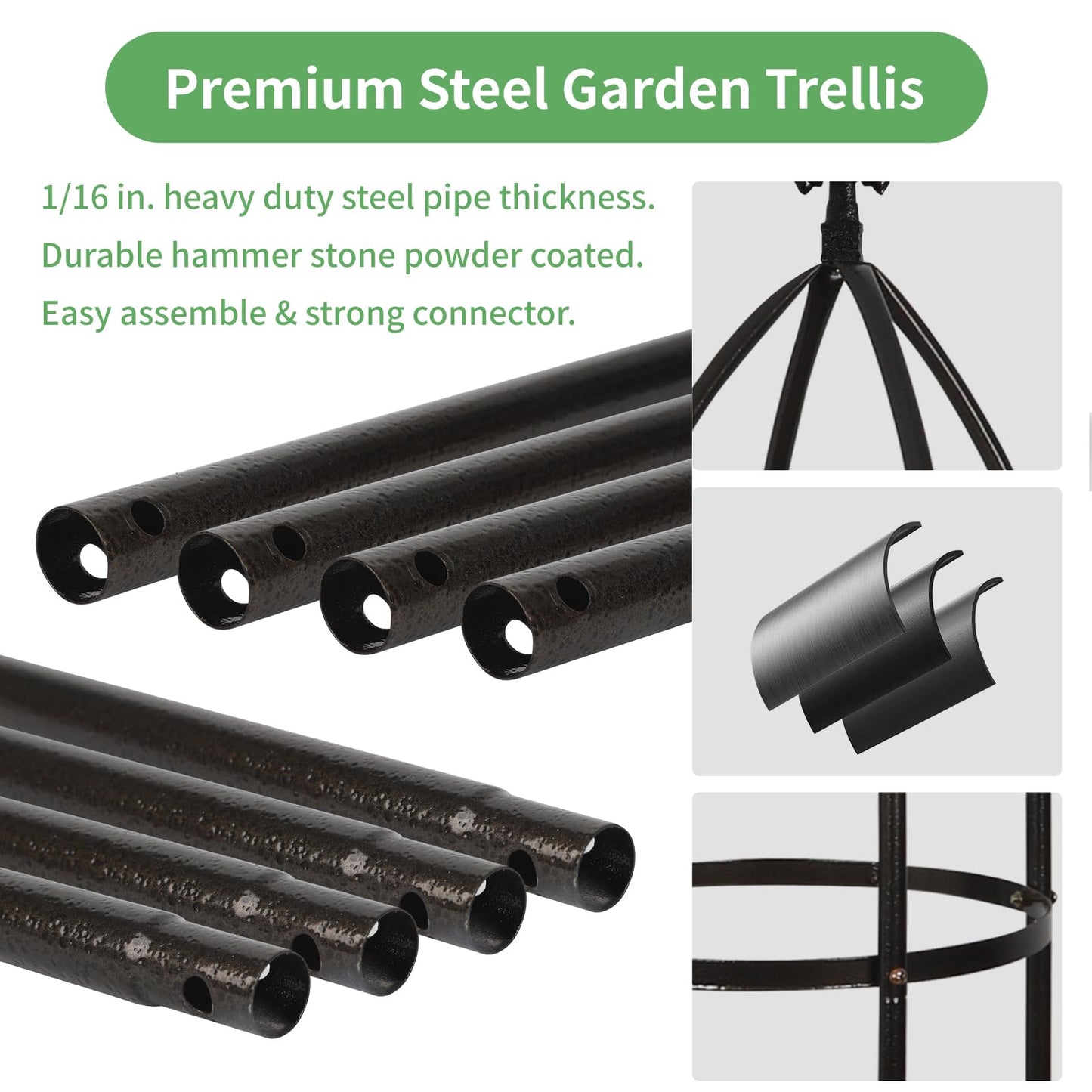 Garden Obelisk Trellis for Climbing Plants Outdoor 6.3 Feet Tall Rose Heavy Duty Metal Trellis Plant Support for Vines Clematis Flowers, Bronze