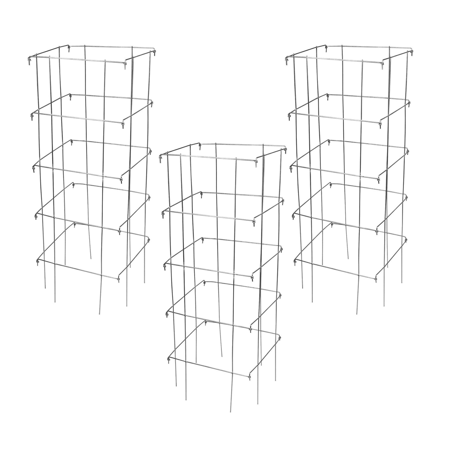 Garden Elements Square Tomato Cage, 40 Inch (Pack of 3) – Heavy Duty Galvanized Steel Plant Support, Collapsible Garden Trellis with 8-Leg Stability for Climbing Vegetables & Vines