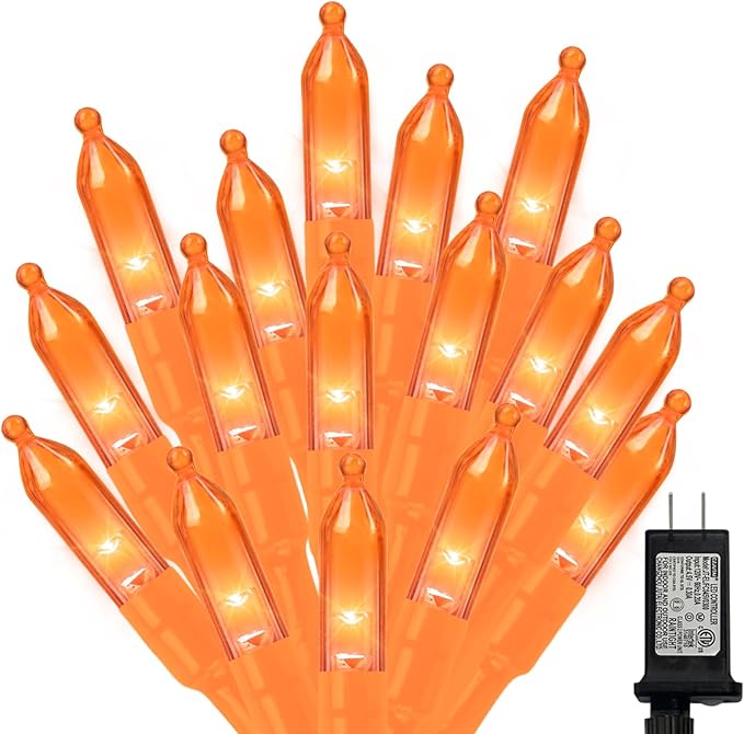 Orange Halloween String Lights Outdoor, Thanksgiving Mini Lights, 32.5FT 100 LED Waterproof Christmas Lights with 16 Lighting Modes for Garden Party Christmas Xmas Tree Lights Autumn Fall Decor