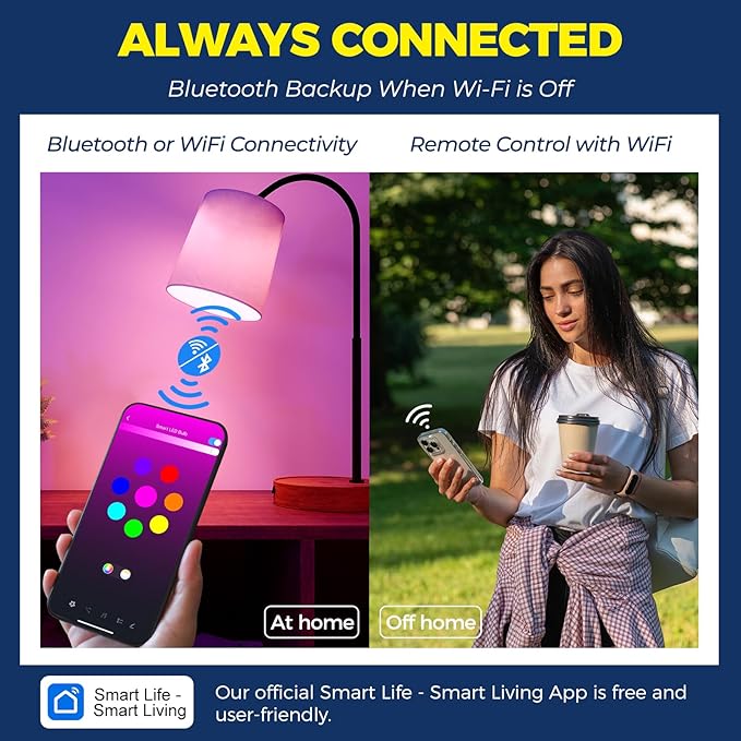 Lightinginside Smart Light Bulbs 60W Equivalent, WiFi Smart Bulb Compatible with Alexa/Google Assistant/Smart Life, A19 E26 RGBCW Color Changing, No Hub Required,2.4G WiFi, ETL Listed, 9W 800LM, 1PC
