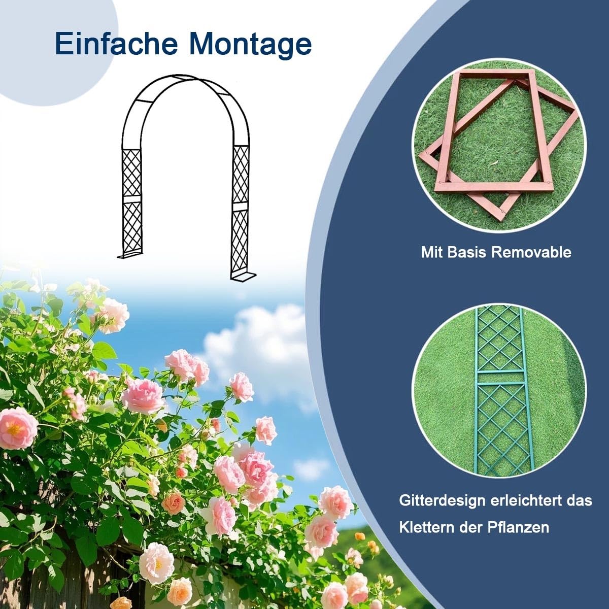 ZJWMDBQZ Wedding Arch W 55" 71" 79" 87" 94.5" 102" 110" 122" 130", Metal Garden Arbor for Outdoor Climbing Plant Roses Vines, Stable Archway Support for Bridal Party Decoration(Black)