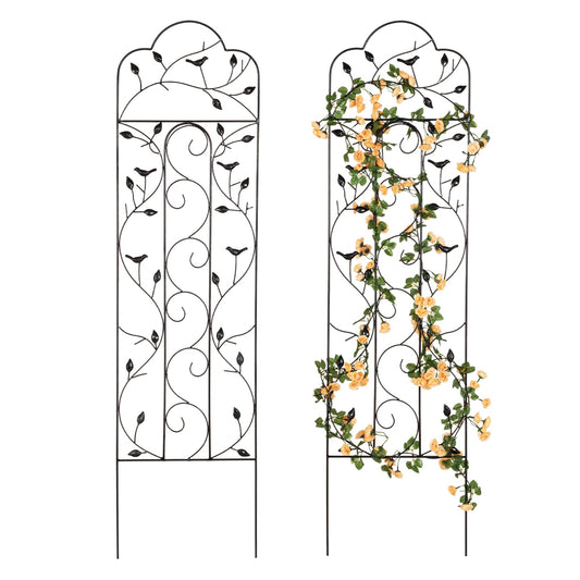 Idzo Decorative Metal Trellis for Climbing Plants Outdoor, Anti-Corrosion Powder Coated Garden Trellis, Sturdy Long Spikes, 60 Inch