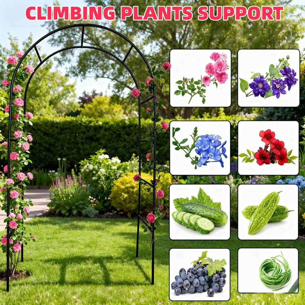 Garden Arch Trellis,Metal Pergola Arbor, Wedding Arch Flowers Frame Backdrop Stand,Garden Arch Arbor for Climbing Plant Wedding Bridal Party Decoration,Assemble Freely 2 Sizes