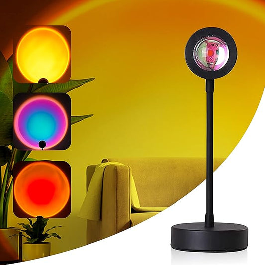 High Speed Sunset Lamp Projector – LED Lights Projector in Sunset, Red Sunset and Rainbow – Adjustable Sunset Projection Lamp with Integrated LED Chip – Professional and Amateur Photoshoots (Sunset)