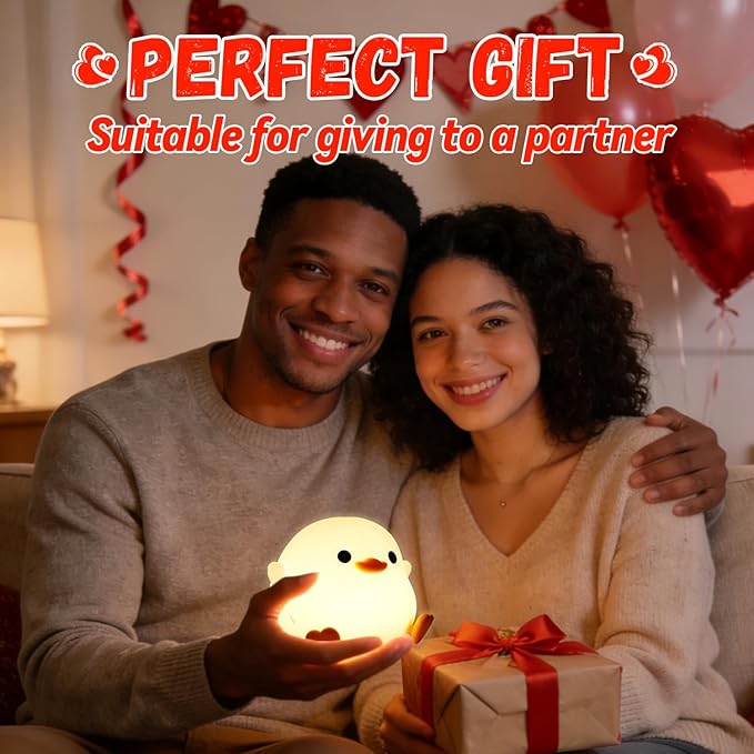 Dodo Duck Night Light, 50Hrs Duck Lamp Squishy, Tap Control 2 Brightness, 20Min Auto-Off, Rechargeable Animal Night Light for Kids Bedroom, [Easter Gifts]