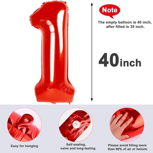 Happy 27 Red Foil Number Balloons - Large Birthday Decorations for Men & Women | Perfect for Weddings & Anniversaries