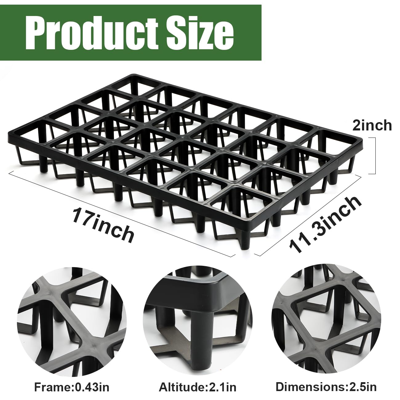 RooTrimmer 24 Cell Nursery Pots Trays (17"x11"x2") with Plastic Flat Seed Starter Trays, Durable Carrying Seedling Starter Tray, Reusable Planting Tray for Holding 2.7 inch Nursery Pots, 3 Sets Combo