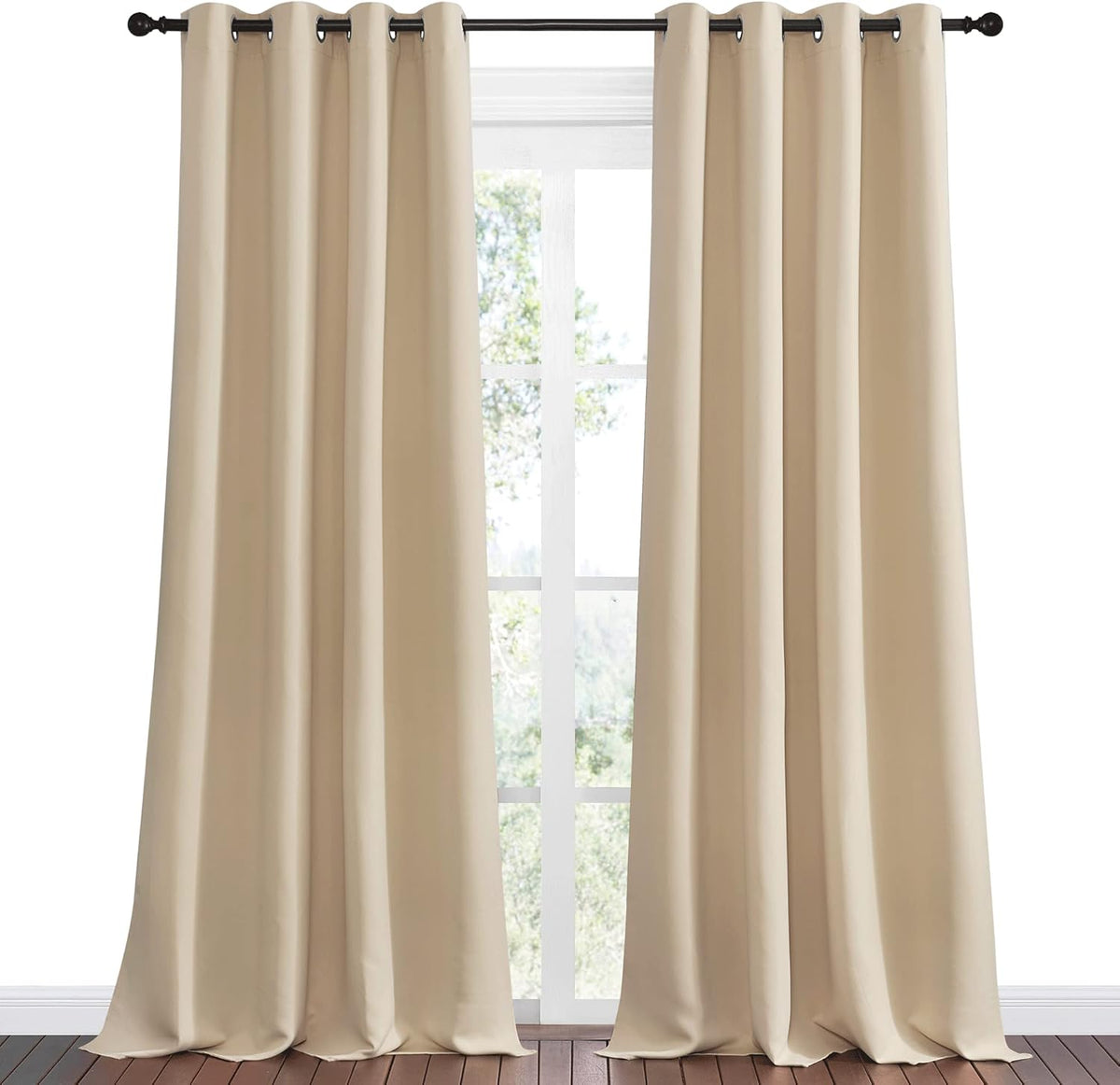 NICETOWN Bedroom Darkening Curtains - Thermal Insulated Grommet Top Drapes for Kids' Room | Biscotti Beige, 55" x 90" (1 Pair)