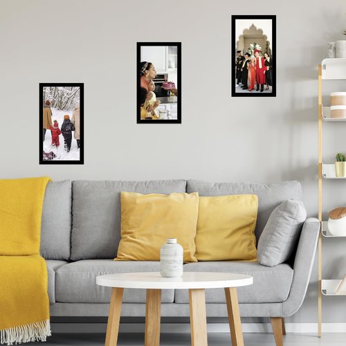 JCJMY 8x17 Black Picture Frame for Poster Photo, Horizontal & Vertical Formats, Wall Hanging, 8 x 17 Wall Gallery Poster Photo Frame