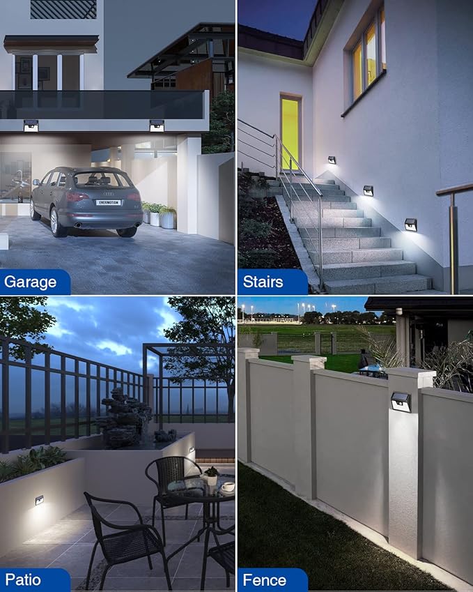 Peasur Solar Powered Lights Outdoor, 140 LED 24Pack Motion Sensor Light Outside, IP65 Waterproof Fence Security Lighting with 3 Modes for Yard Wall Garden Cool White