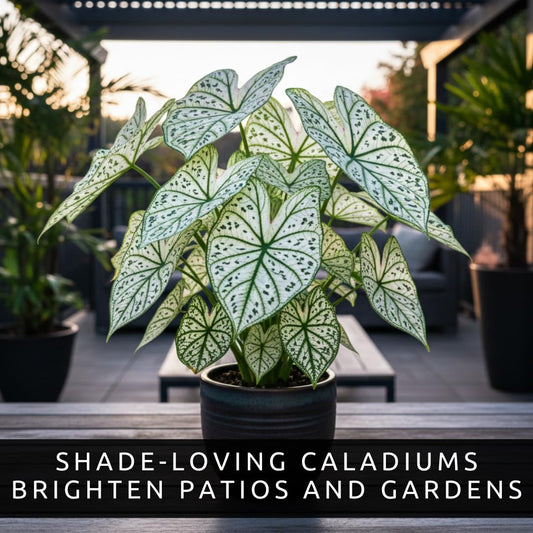 Fancy Green and White Caladium Bulbs for Planting - Easy to Grow Perennial Hosta, Elephant Ears - Great Gift for Plant Lovers (6 Bulbs)