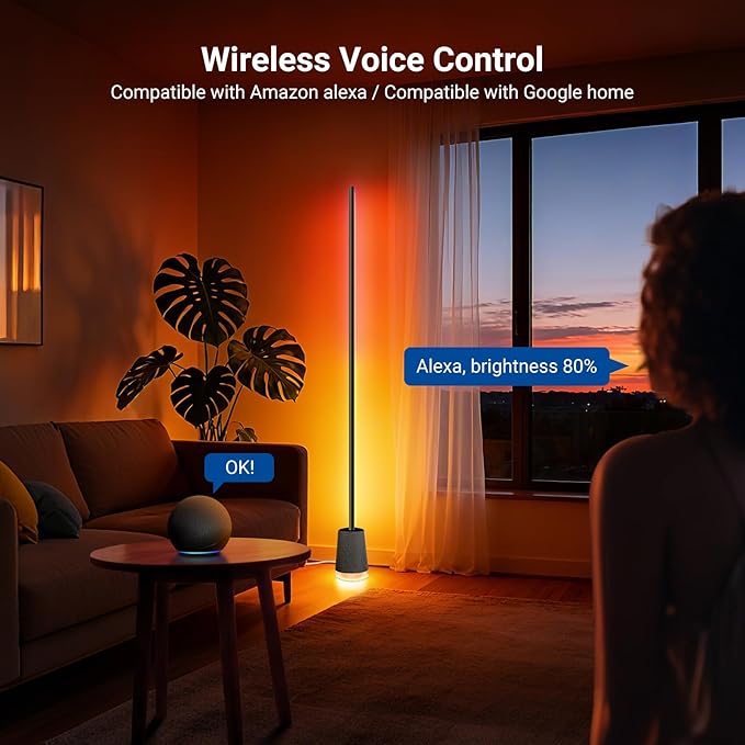 NEEWER NF06 Smart LED Floor Lamp, 1500lm RGBCW Standing Corner Light, Compatible with Google Assistant Alexa, APP/AI Design/Music Sync/16 Million Color Ambient Lighting, Living Room Bedroom Home Decor