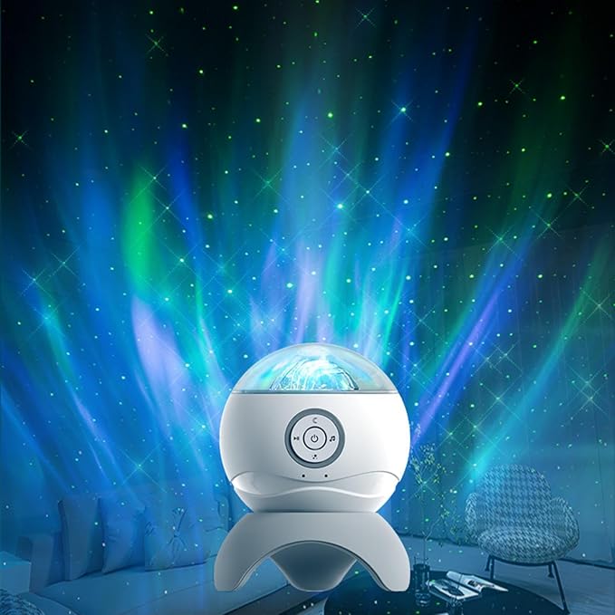 Colorful Life Valentine's Day Exclusive Aurora Galaxy Projector, Romantic Ocean Wave & Moon Lamp, 3 Covers, USB- Rechargeable, Bedroom Decor & Valentine's Gift for Her