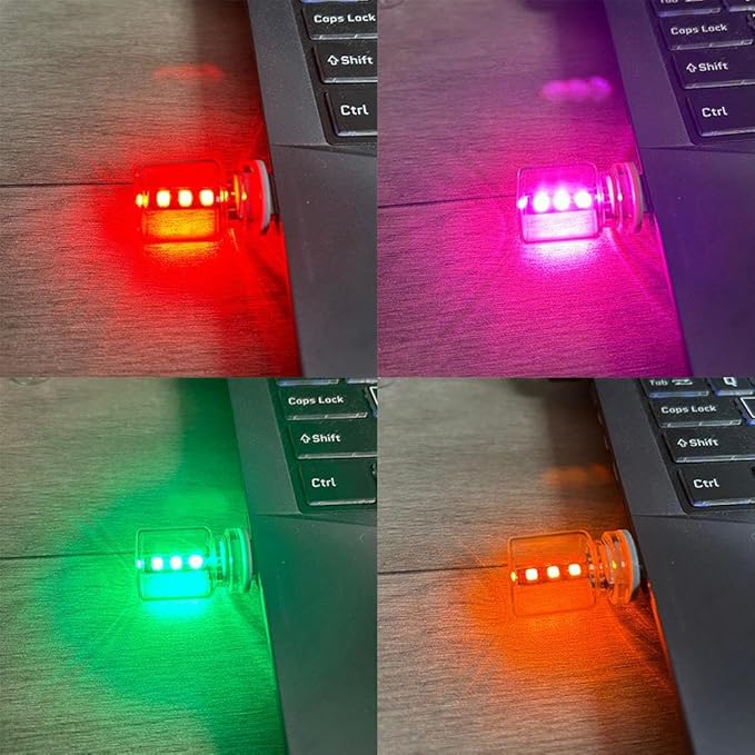 USB LED Car Interior Atmosphere Lights,USB Retro Car Lamps,Plug-in USB Automotive Light,Touch Control LED Night Light,Mini LED Bulb Lamp for Car, Bedroom, Hallway,Living Room,Computer