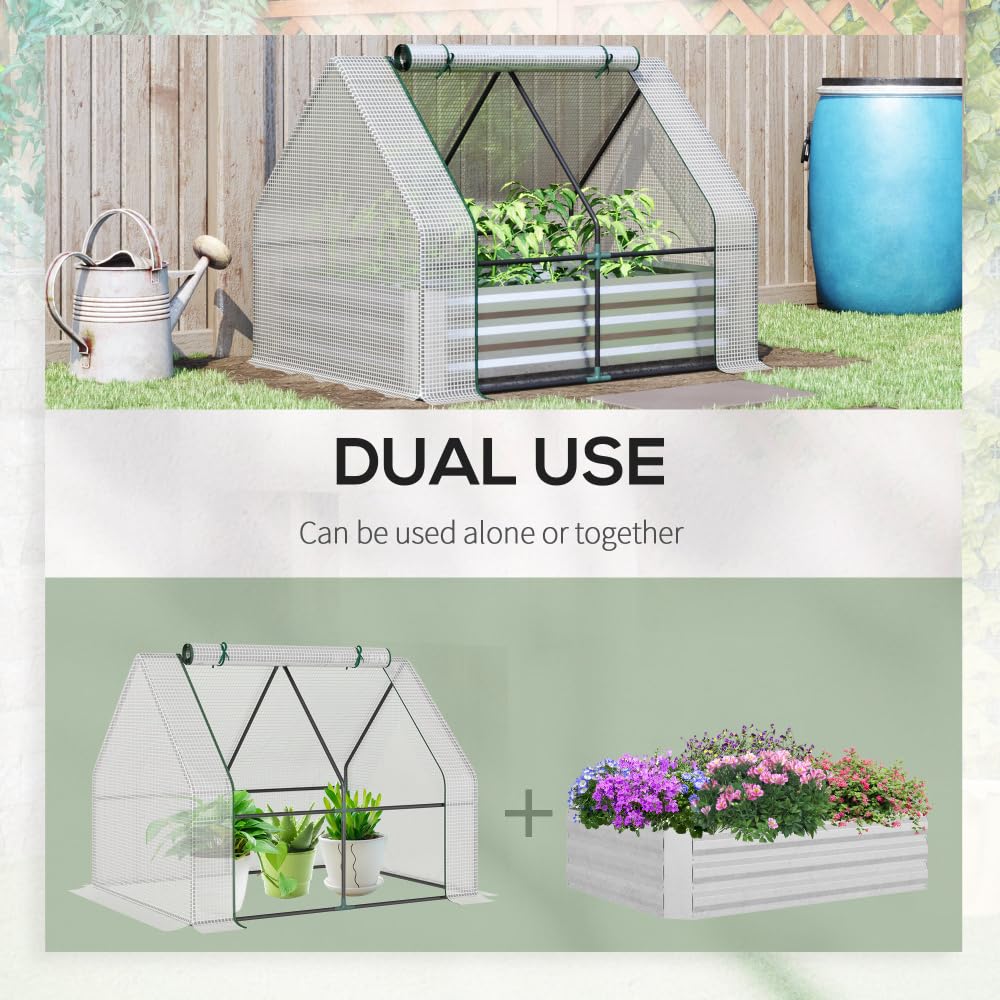 Galvanized Steel Raised Garden Bed with PVC Greenhouse Cover for Vegetables Herbs and Flowers 6 ft x 3 ft Outdoor Use