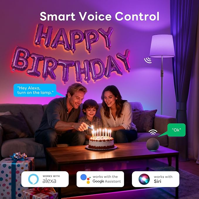Smart Floor Lamp with RGBCW Color Change Bulb, Compatible with Alexa, Siri, Google Voice & App Control, Standing Lamp with Linen Shade, Tall Lamp for Living Room, Bedroom, Office,Brown