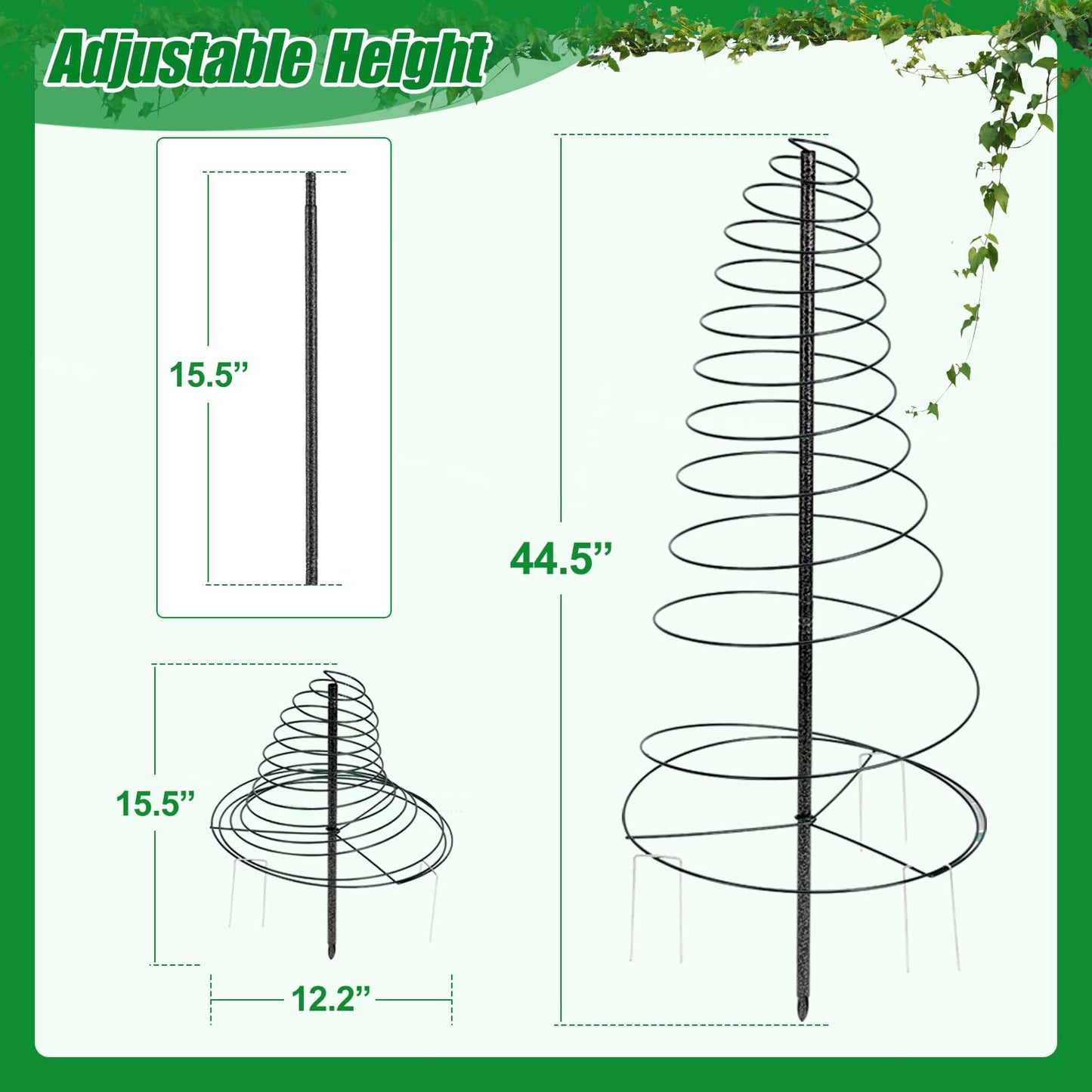 Trellis for Climbing Plants Outdoor,2 Pack Plants Trellis 44 inch Support Metal Garden Trellis for Plants Flowers Light Vegetables Vine Support