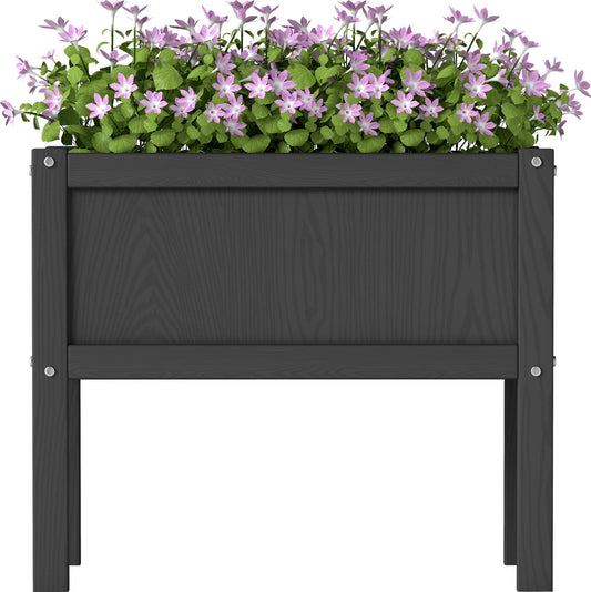 KETOYARK Raised Garden Bed with Drainage Hole Waterproof Small HDPE Elevated Planter Box with Legs Stable and Durable to Plant Herb Vegetable Flower,Patio,Balcony Outdoors/Indoors Black