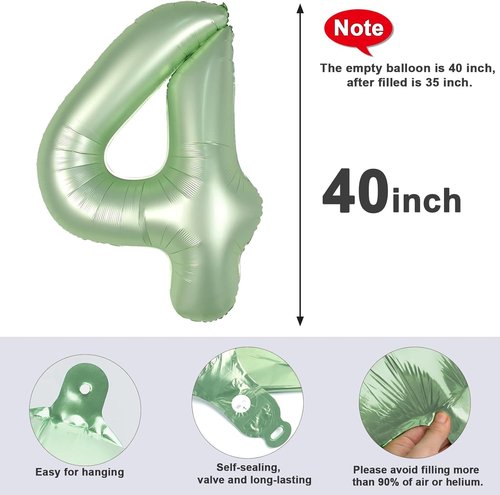 40 Inch Olive Green Number Balloons - Large 4 for Birthday Parties & Graduations | Festive Decorations