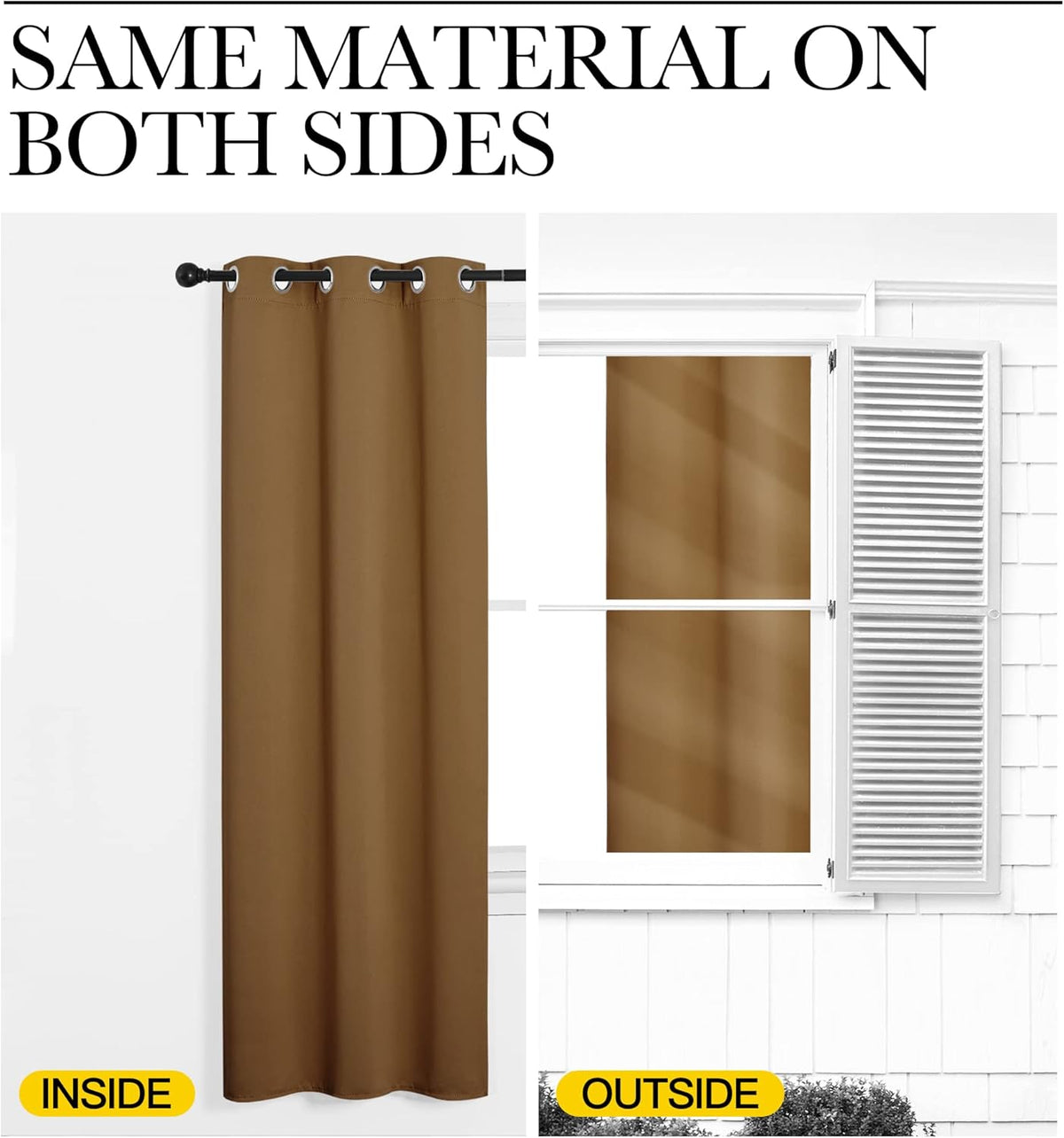 NICETOWN Blackout Curtains - Noise Reducing & Draft Blocking | 68-Inch Length, 2 Panels in Gold Brown