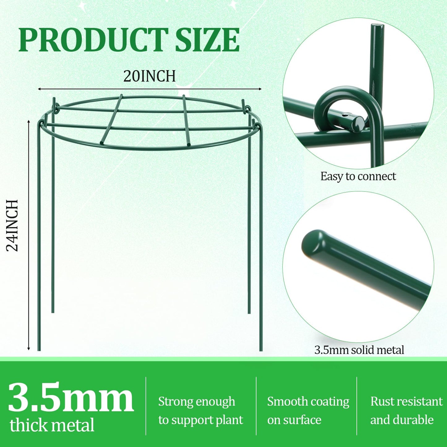 Novabright 2 Pcs 24" H x 20" D Large Peony Cage and Support Grow Through Plant Supports Round Garden Flower Stake Plants Ring Hoop for Outdoor Floral Tomato Vegetable Improve Planting Success Rate