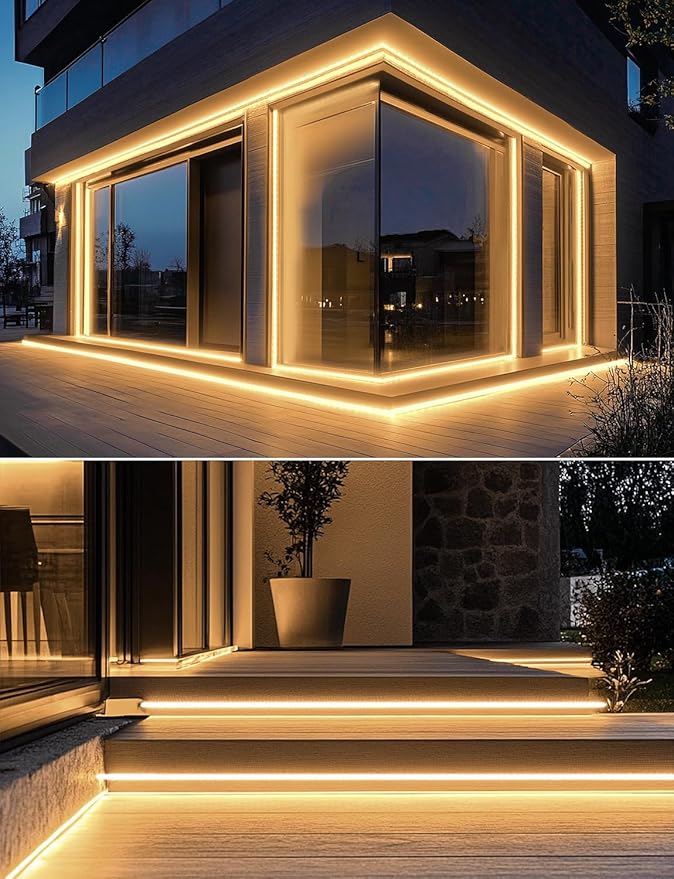 GZBtech AC 110-120V LED Strip Lighting 66FT/20M, 2800K Warm White IP65 Waterproof Outdoor Strip Lights, 60LEDs/M SMD2835 Cuttable & Connectable LED Rope Light for Indoor Outside Exterior, ETL Listed