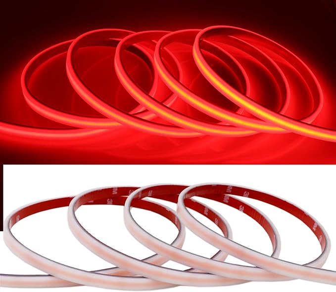 COB LED Strip Lights Red 480LEDs/m DC12V 16.4ft/5m Silicone Tube Waterproof IP67 Flexible LED Rope Lights for Outdoor Christmas Party Backlight DIY Decor