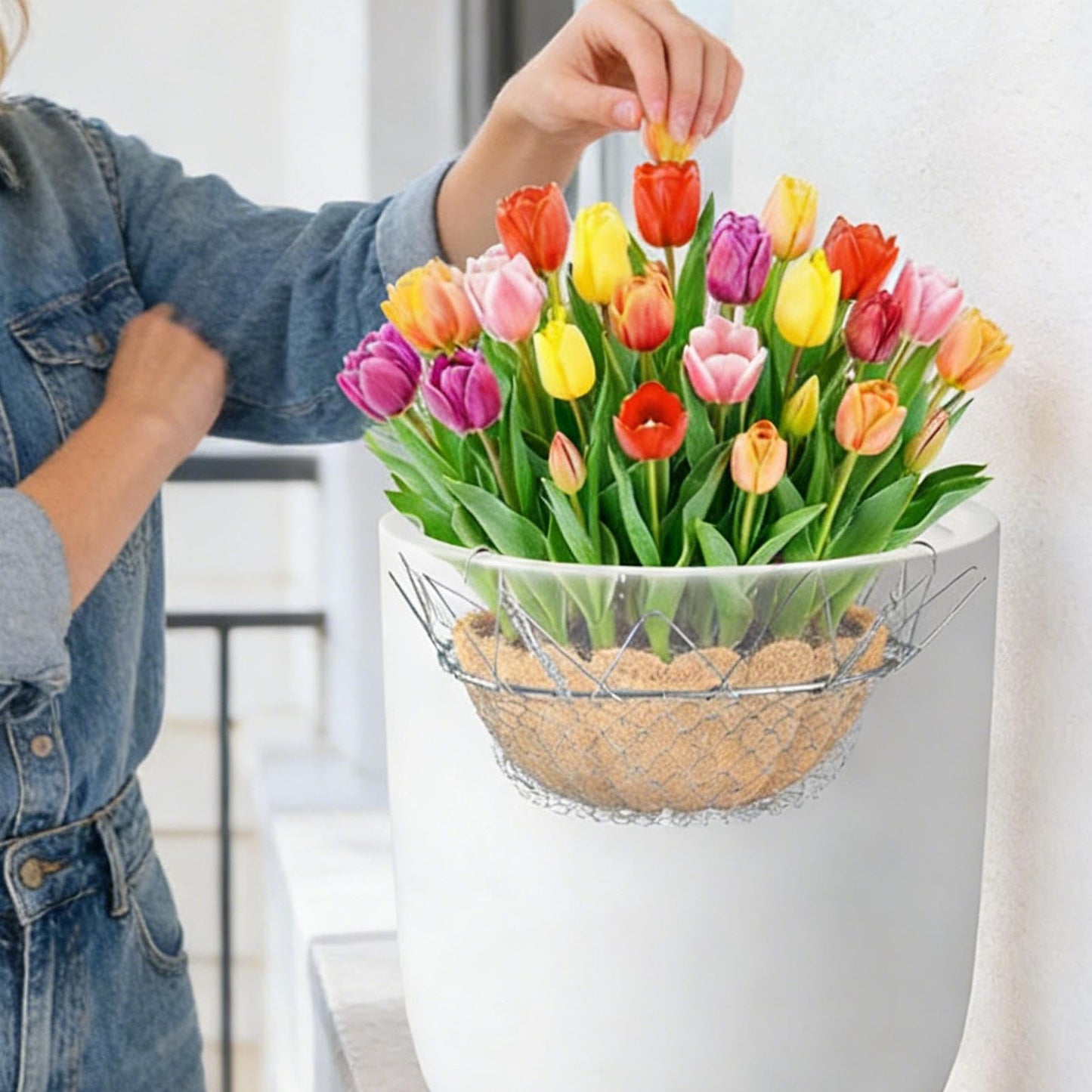 Adjustable Planter Insert - Stainless Steel Pot, Resilient Heavy Duty Riser, Accessory Housing Unit | for Flower Filler Support Chains Outdoor Indoor Potted Home Garden Decor Height Elevating