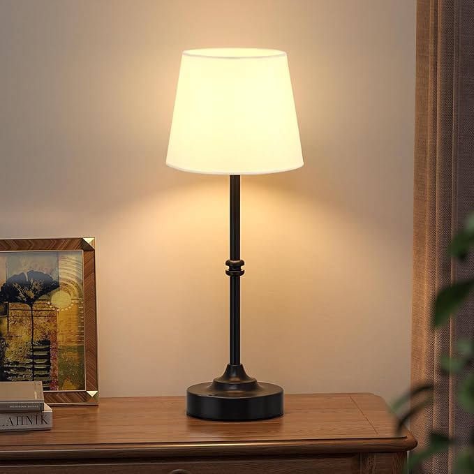 Kakanuo Rechargeable Cordless Table Lamp Black - 1 Pack 4000mAh Battery Operated Lamp, Touch Control Stepless Dimming, for Home Decor, Dining Table, Living Room, Bedroom