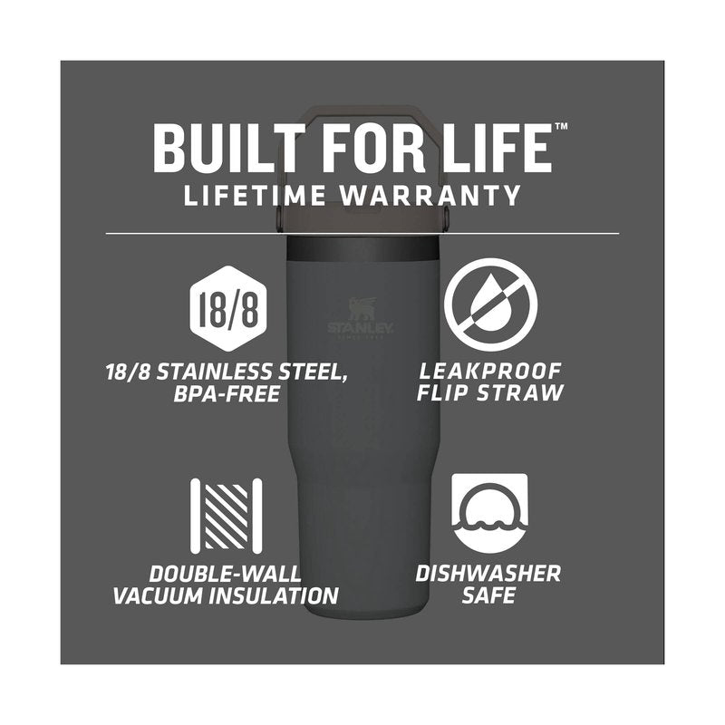 Stanley IceFlow Stainless Steel Tumbler - Vacuum Insulated Water Bottle for Home, Office or Car Reusable Cup with Straw Leak Resistant Flip Cold for 12 Hours or Iced for 2 Days, Cloud, 30 OZ / 0.89 L
