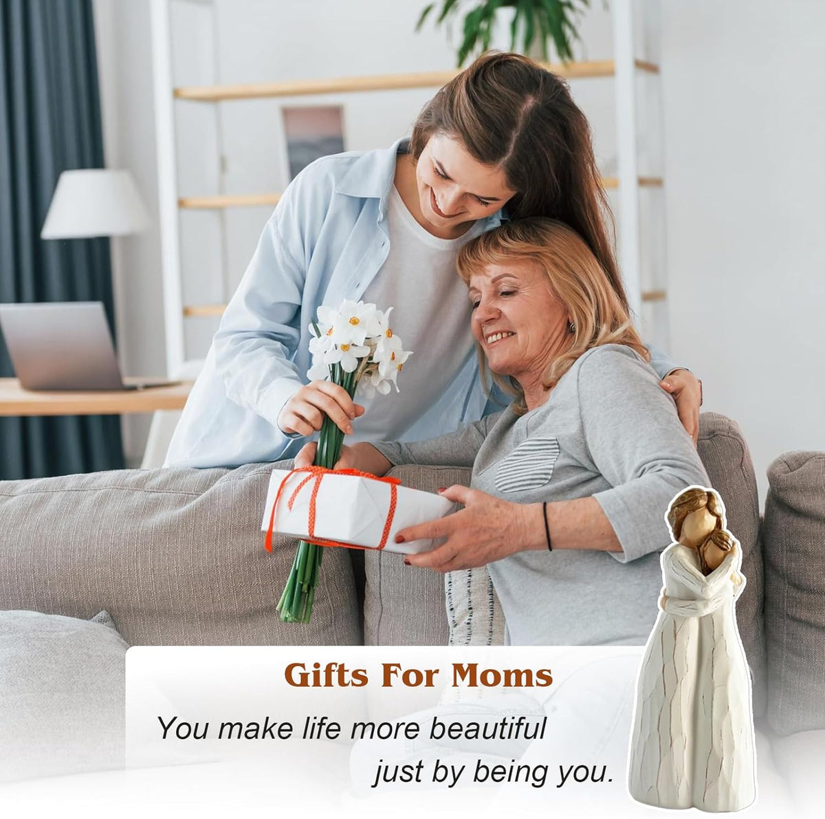 Regine Switzerland Mom Birthday Gift - Hand-Painted Mother & Daughter Figure | 7.8" for Special Occasions